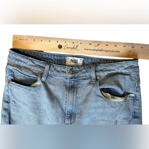 Paige Sarah Slim Jeans Distressed Light Wash Straight Leg High Rise Women’s 31 - Picture 4 of 10